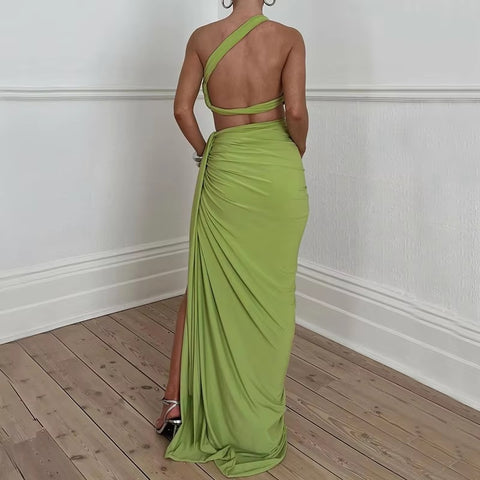 New Fashion Summer Strap Spit Crop Top Side Slit Slim Long Skirt 2 Pieces Set CODE: KAR4766