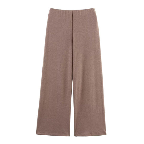 New Style O-Neck Short Top+Loose Zipper Wide-leg Pleated Pants Suit CODE: KAR4769