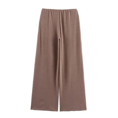 New Style O-Neck Short Top+Loose Zipper Wide-leg Pleated Pants Suit CODE: KAR4769