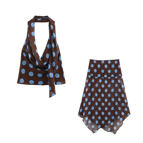 NEW SCARF POLKA DOT HALTER SEXY TOP AND SKIRT CODE: KAR4772