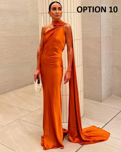 New Off Shoulder Satin Ribbon Halter Maxi Long Dress CODE: KAR4773