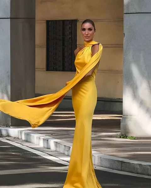New Off Shoulder Satin Ribbon Halter Maxi Long Dress CODE: KAR4773