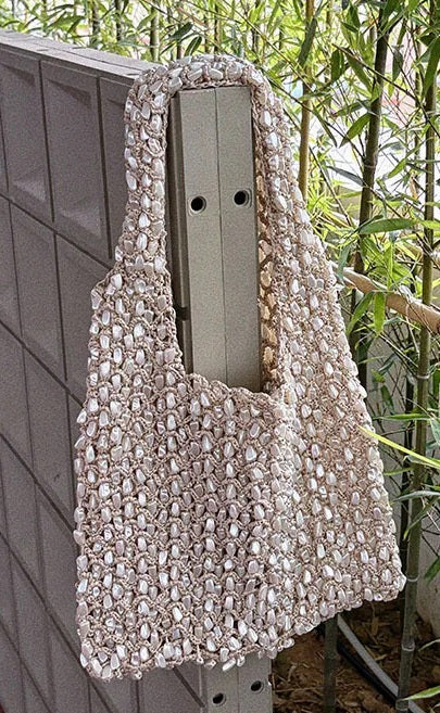 New Fashion Versatile Gloss Pearl White Beading Handheld Bag  CODE: KAR4777