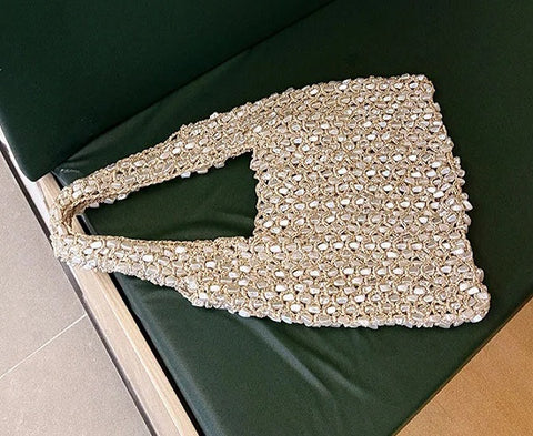 New Fashion Versatile Gloss Pearl White Beading Handheld Bag  CODE: KAR4777