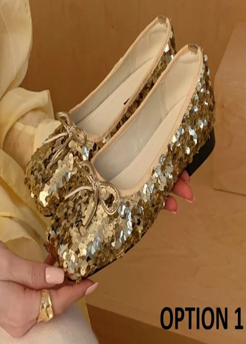 New Shiny Sequined Ballet Round Toe Flat Shoes CODE: KAR4784