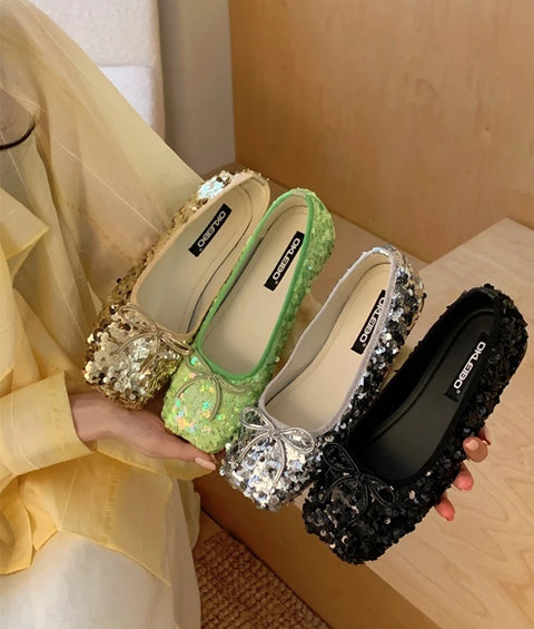 New Shiny Sequined Ballet Round Toe Flat Shoes CODE: KAR4784