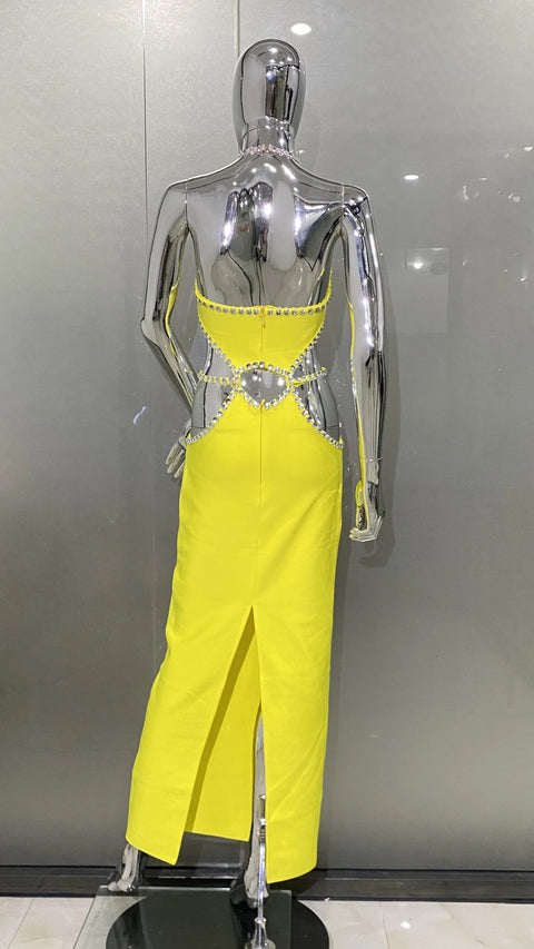 Sexy Off the Shoulder Shinning Crystal Bodycon Bandage Long Dress CODE: KAR4787