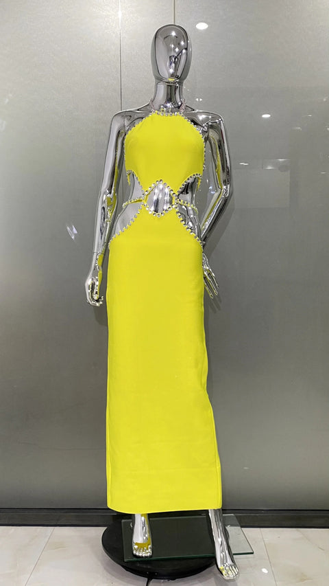 Sexy Off the Shoulder Shinning Crystal Bodycon Bandage Long Dress CODE: KAR4787