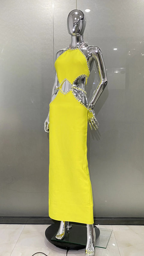 Sexy Off the Shoulder Shinning Crystal Bodycon Bandage Long Dress CODE: KAR4787