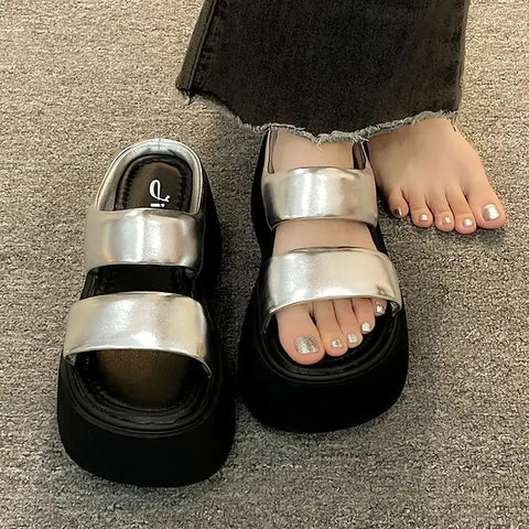 Fashionable Wedge Heel Slipper Chunky Platform Sandals CODE: KAR4788