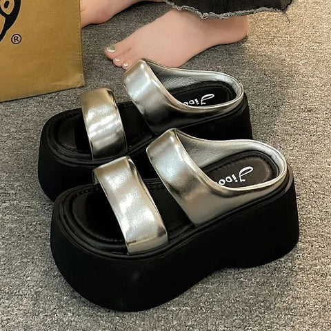 Fashionable Wedge Heel Slipper Chunky Platform Sandals CODE: KAR4788