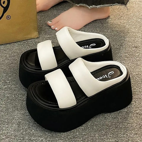 Fashionable Wedge Heel Slipper Chunky Platform Sandals CODE: KAR4788