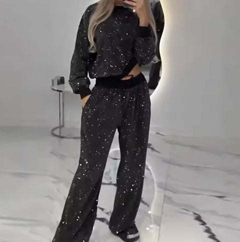 New O Neck Top Pullover & Lace-up Pant 2 Piece Set CODE: KAR4793