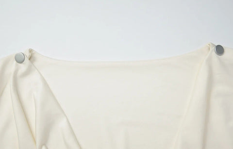 New One Shoulder Draped Ruched Waist Button Crop Top CODE: KAR4795