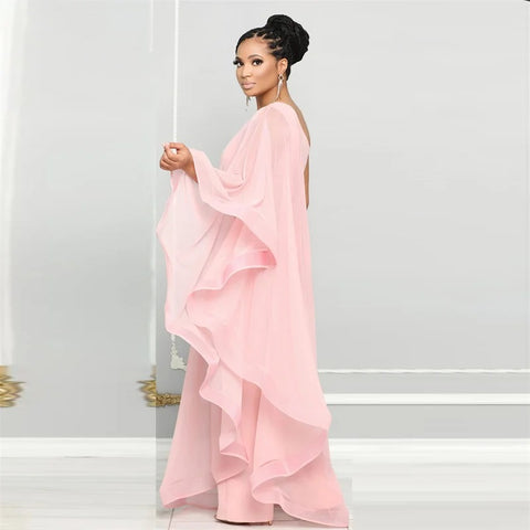 New Fashion Elegant Chiffon One Shoulder Wide Leg Jumpsuit CODE: KAR4797