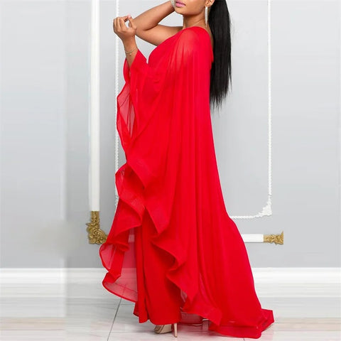 New Fashion Elegant Chiffon One Shoulder Wide Leg Jumpsuit CODE: KAR4797