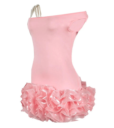 New Sexy Sleeveless Sloping Shoulder Patchwork Short Dress CODE: KAR4798