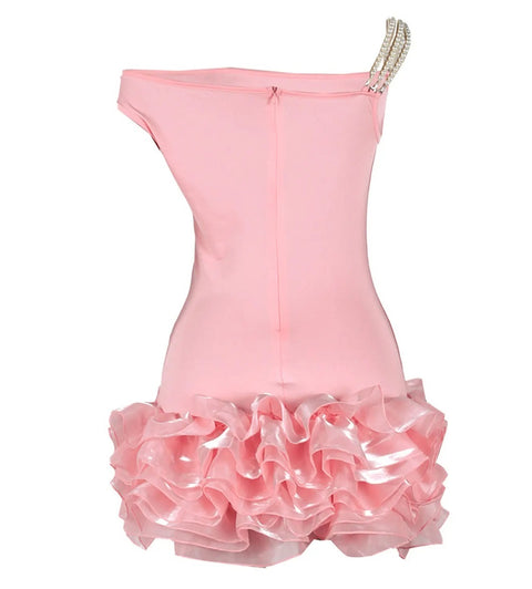 New Sexy Sleeveless Sloping Shoulder Patchwork Short Dress CODE: KAR4798