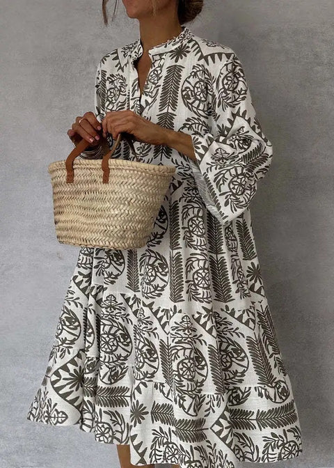 New Fashion Casual Bohemian Style Print Midi Dresses CODE: KAR4804