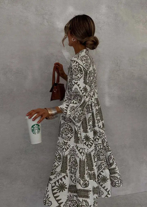New Fashion Casual Bohemian Style Print Midi Dresses CODE: KAR4804