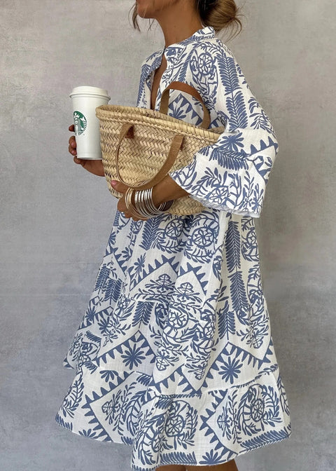 New Fashion Casual Bohemian Style Print Midi Dresses CODE: KAR4804