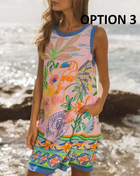 New Fashion Summer Beach Bohemain Print Mini Dress CODE: KAR4805