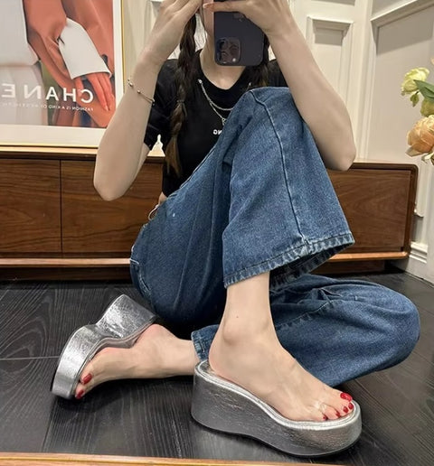 New Fashion Summer Transparent Platform Slippers CODE: KAR4808