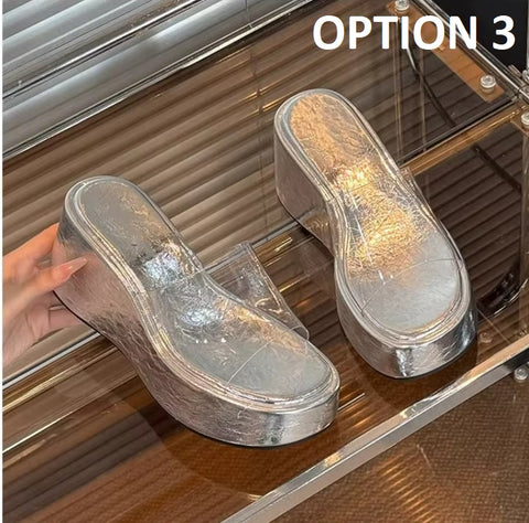 New Fashion Summer Transparent Platform Slippers CODE: KAR4808