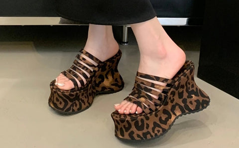 New Leopard Flip Flops Cozy Platform Heels CODE: KAR4809