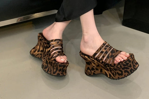 New Leopard Flip Flops Cozy Platform Heels CODE: KAR4809