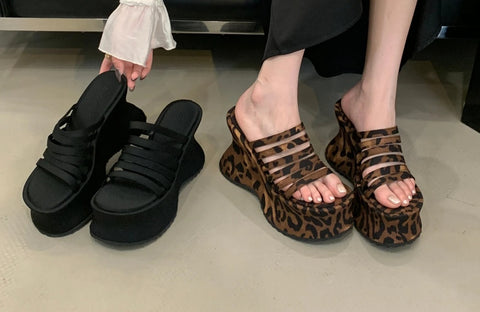 New Leopard Flip Flops Cozy Platform Heels CODE: KAR4809