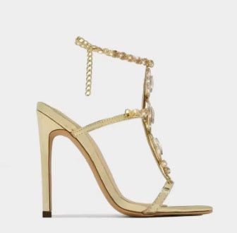 Sexy Crystal Chain Buckle Strap Stiletto High Heels CODE: KAR4810