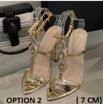 Sexy Crystal Chain Buckle Strap Stiletto High Heels CODE: KAR4810