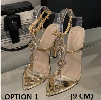 Sexy Crystal Chain Buckle Strap Stiletto High Heels CODE: KAR4810