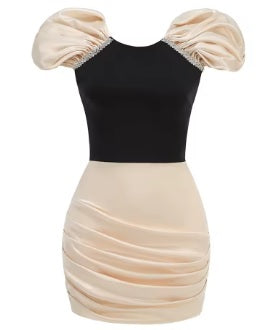 New sexy decoration diamond chain bubble sleeve Dress CODE: KAR4812