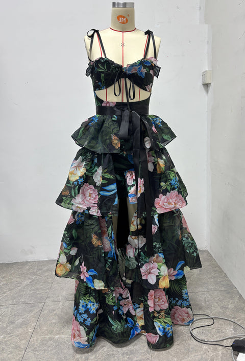 New Printed Strapless Camisole Dress CODE: KAR4813