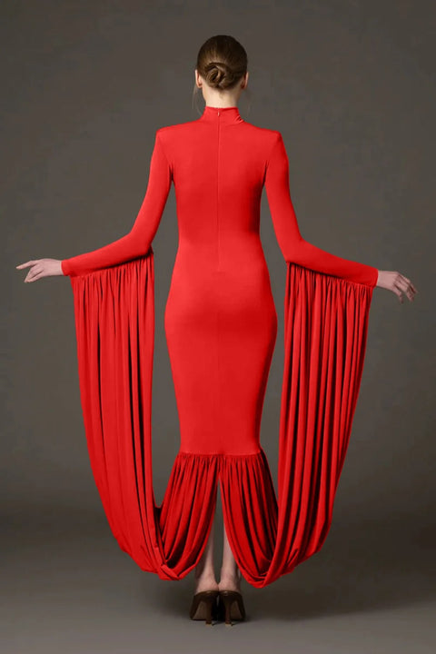 New Celebrity Banquet Slim Fit Solid Color Long Sleeve Evening Dress CODE: KAR4814