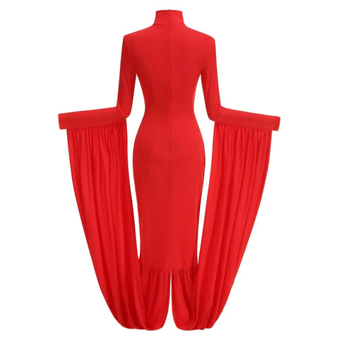 New Celebrity Banquet Slim Fit Solid Color Long Sleeve Evening Dress CODE: KAR4814