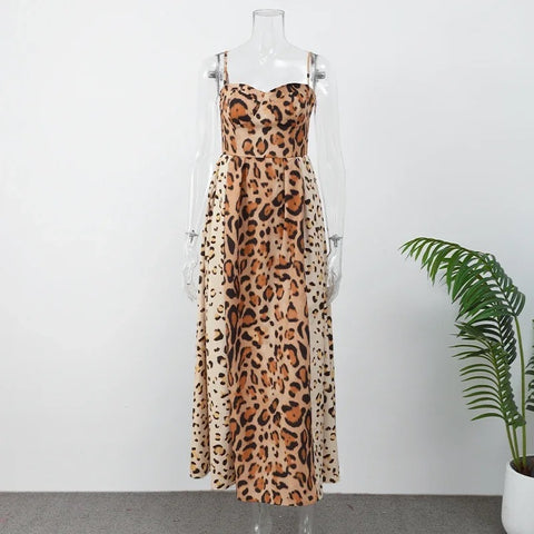 New Leopard Print Sleeveless Sling Dress CODE: KAR4817