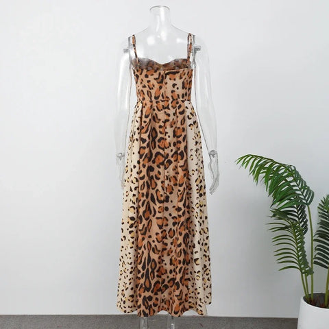 New Leopard Print Sleeveless Sling Dress CODE: KAR4817