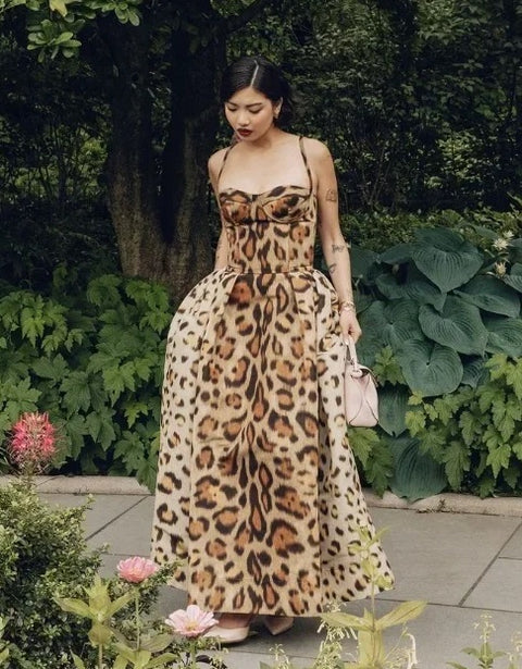 New Leopard Print Sleeveless Sling Dress CODE: KAR4817