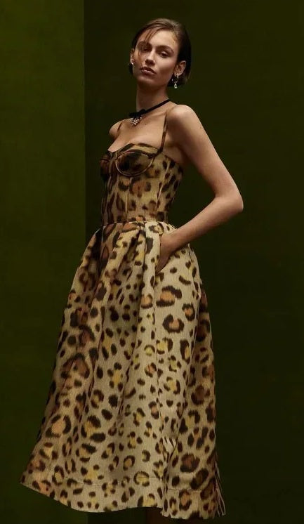 New Leopard Print Sleeveless Sling Dress CODE: KAR4817