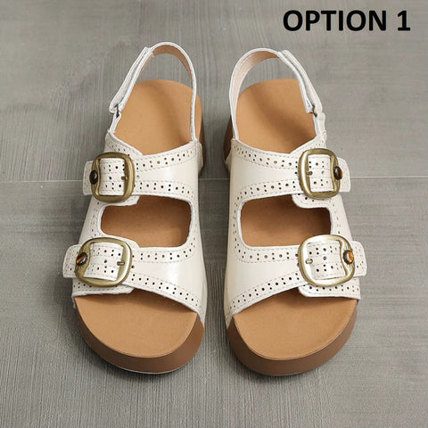 New Fashion Retro Double-Buckle Decorated Open-Toe Platform Sandals CODE: KAR4833