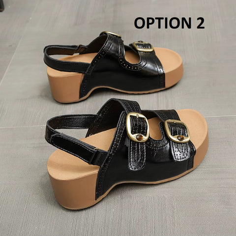 New Fashion Retro Double-Buckle Decorated Open-Toe Platform Sandals CODE: KAR4833
