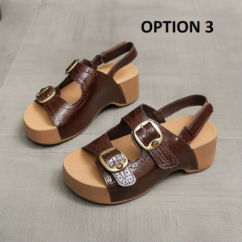 New Fashion Retro Double-Buckle Decorated Open-Toe Platform Sandals CODE: KAR4833