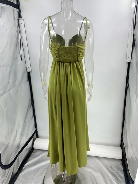 New Sexy Hollow Out Strap Pleated Long Dress CODE: KAR4838