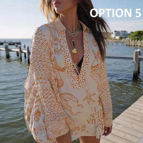 New Fashion Tassel Printed Top & Shorts Suit Two Piece Set CODE: KAR4840