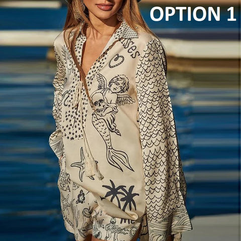 New Fashion Tassel Printed Top & Shorts Suit Two Piece Set CODE: KAR4840