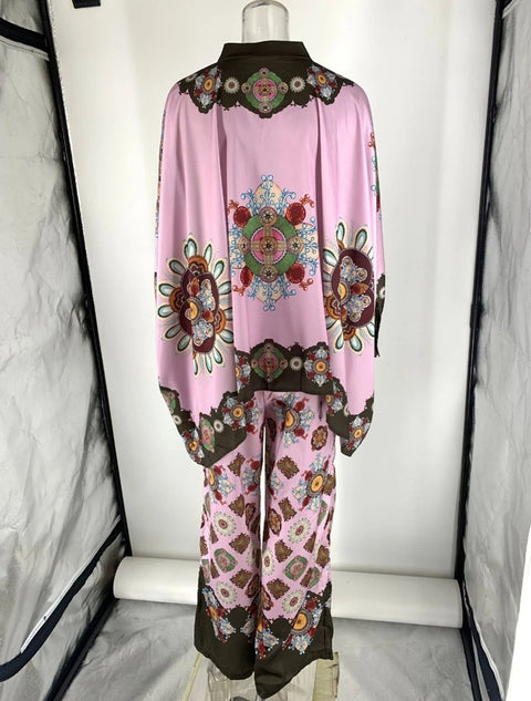 New Casual Loose Printed Stand Collar Two Piece Set CODE: KAR4841