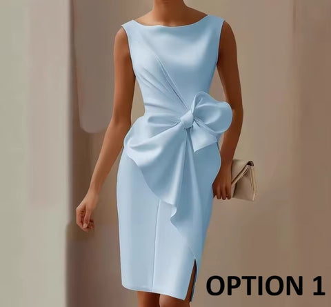 New O Neck Slim Package Hip Bow Short Dress CODE: KAR4842
